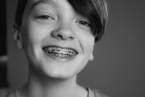 Smiling child with braces